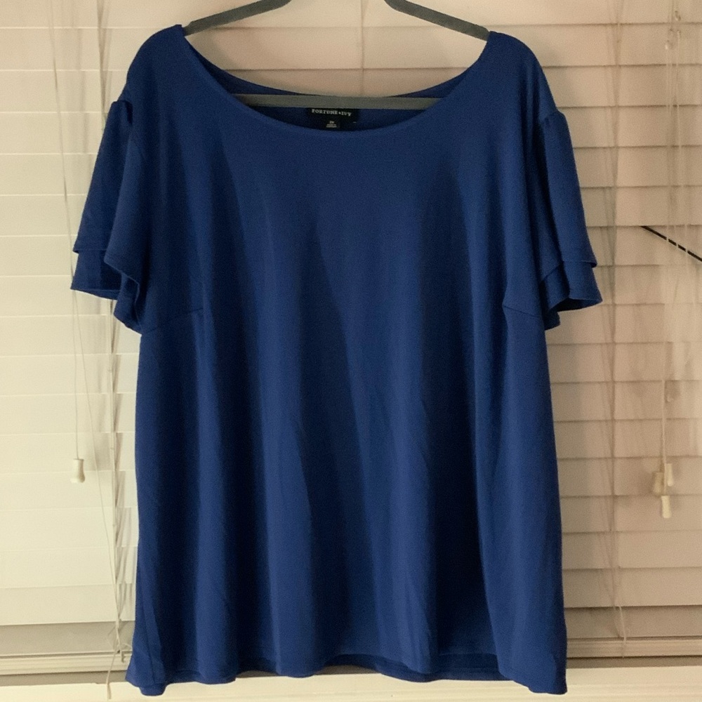 Stylish Blue Short Sleeve Women's Top